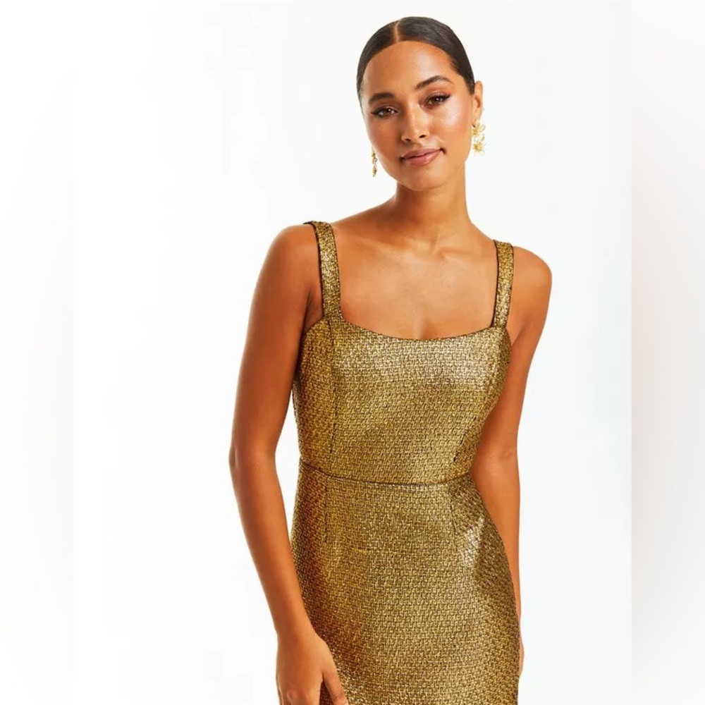 NWT Mestiza New York Jody Midi Gold Dress Sz 4 - Picture 3 of 14